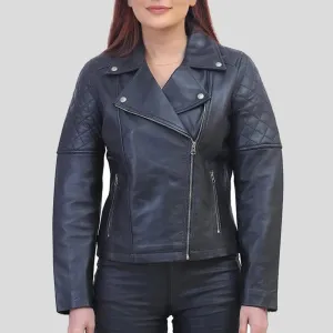 Womens Asymmetric Black Quilted Jacket