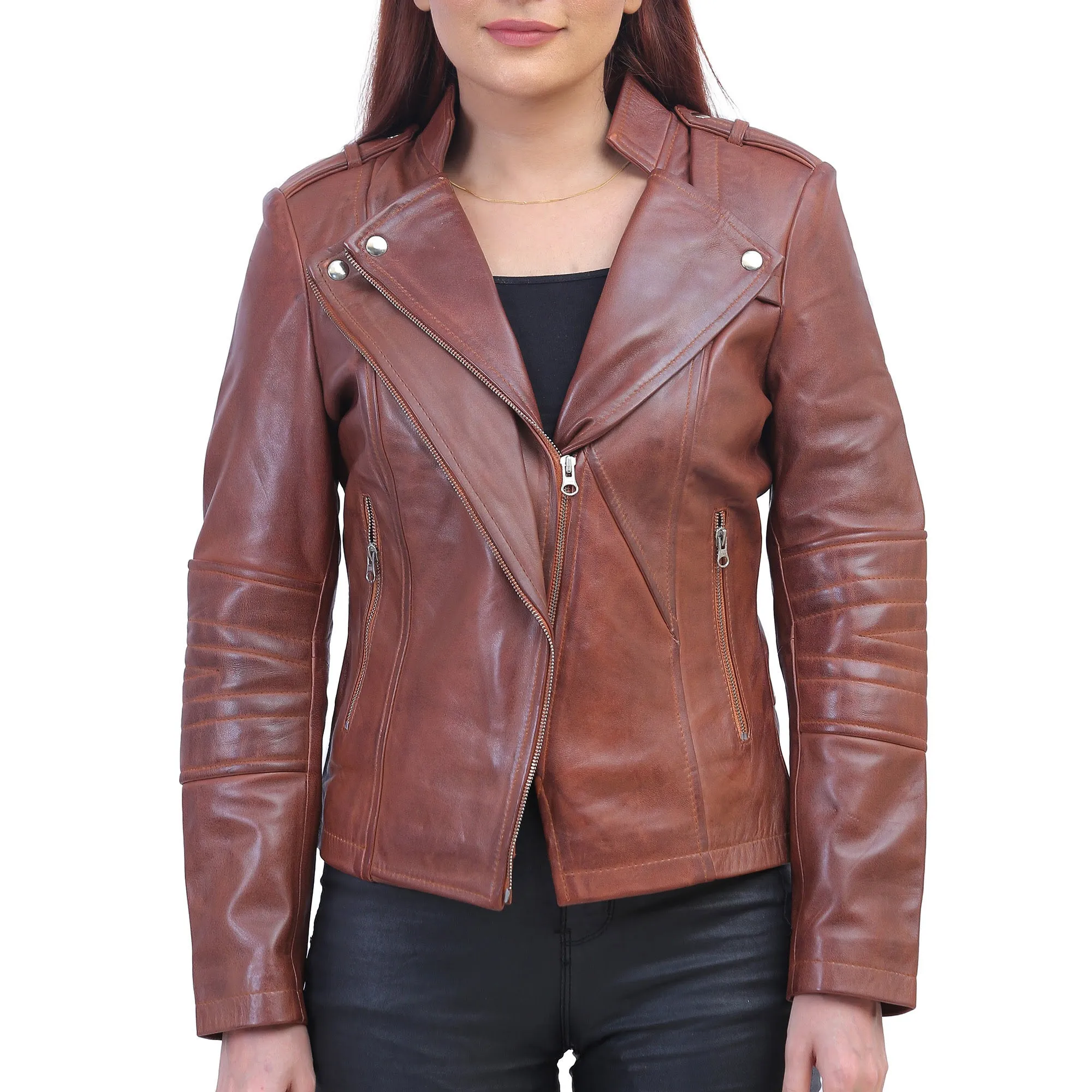 Women's Brown Asymmetrical Jacket