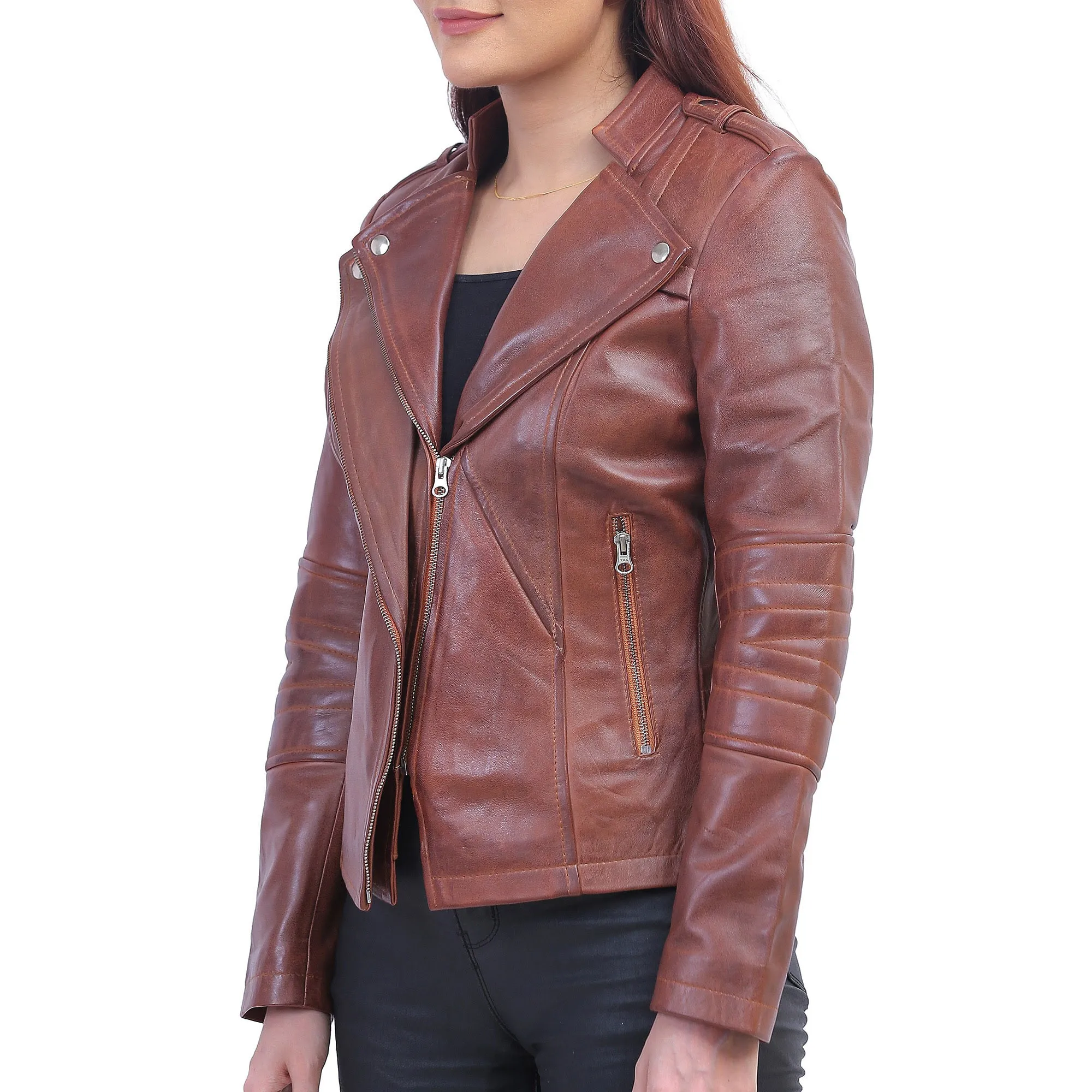 Women's Brown Asymmetrical Jacket