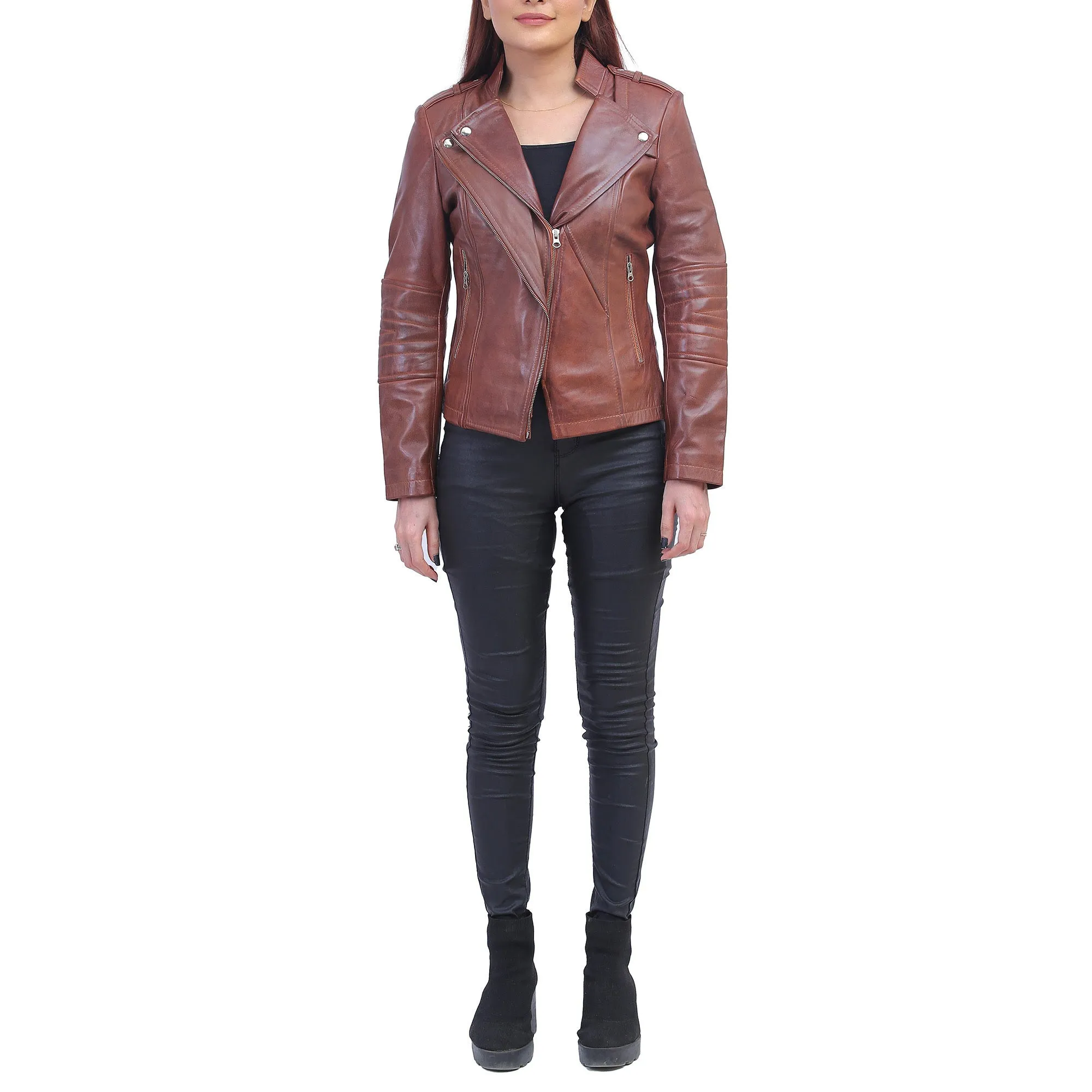 Women's Brown Asymmetrical Jacket